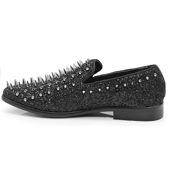 Men\'s Vintage Spike Dress Loafers Slip On Fashion Shoes Classic Tuxedo Black main image 4